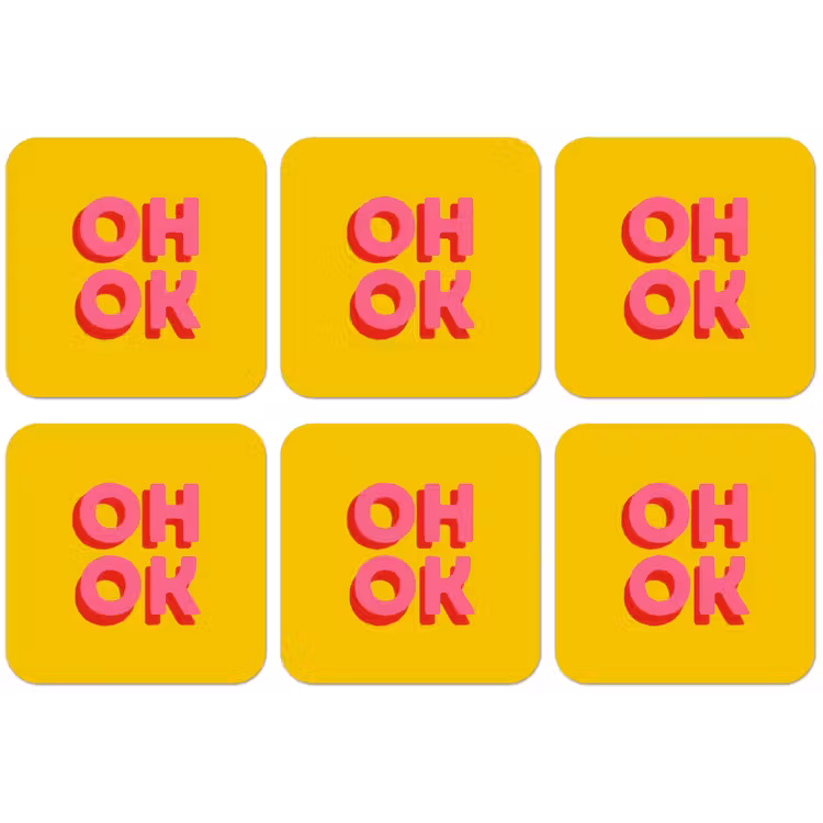 Oh ok - 3D - Geel - Roze onderzetter kurk middel -zkaufland3dotto