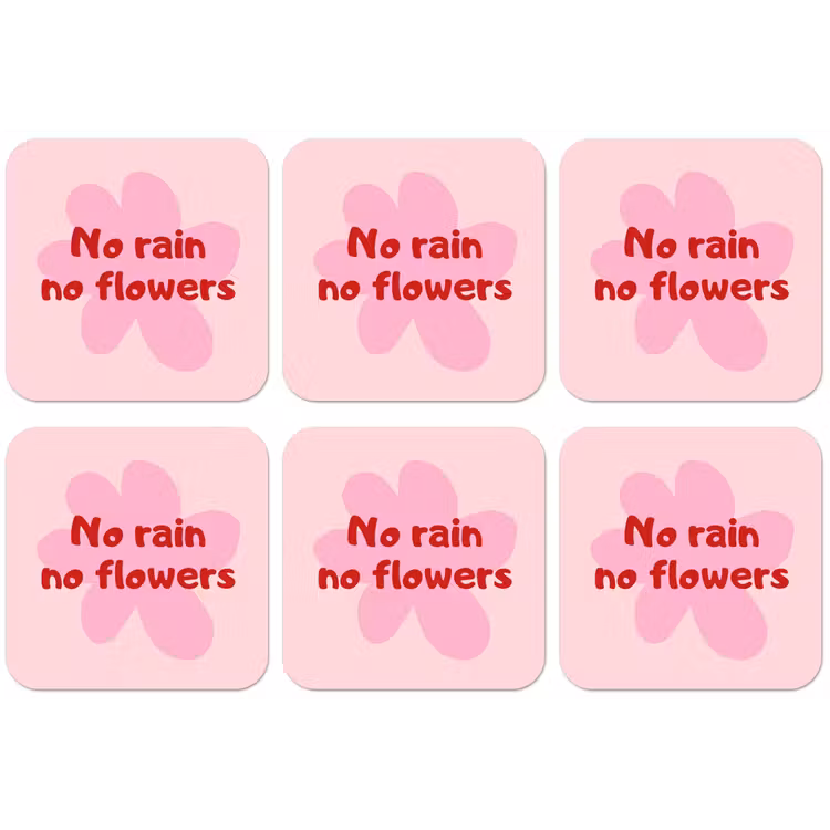 No rain no flowers - Bloem - Roze onderzetter kurk middel -zkaufland3dotto