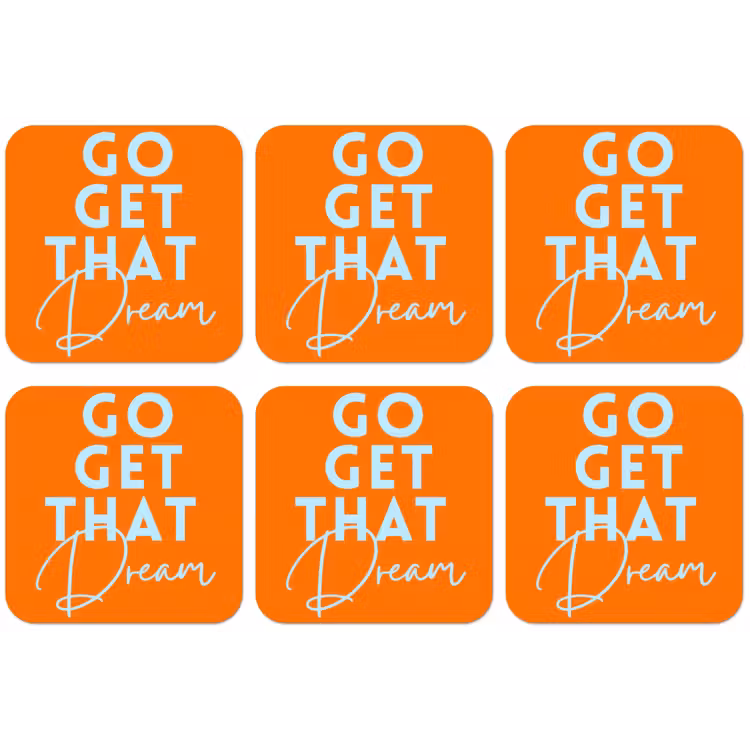 Oranje - Blauw - Go get that dream onderzetter kurk middel -zkaufland3dotto