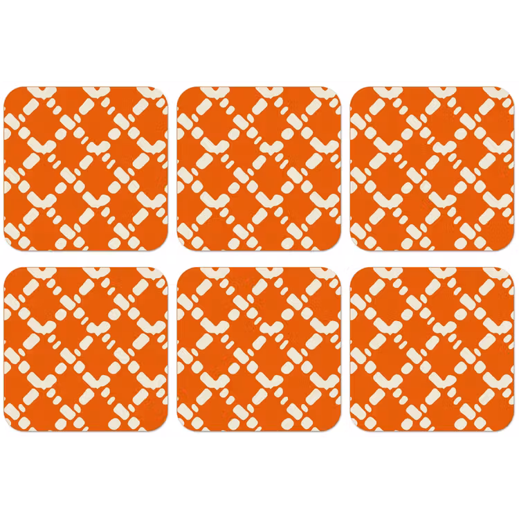 Oranje - Ruitpatroon - Wit onderzetter kurk middel 366 -zkaufland3dotto