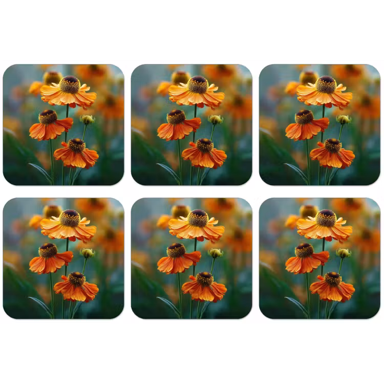 Oranje bloemen - Levendig - Wazige achtergrond onderzetter kurk middel -zkaufland3dotto