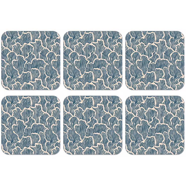 Organisch - Blauw - Crème - Schelpen onderzetter kurk middel 366 -zkaufland3dotto
