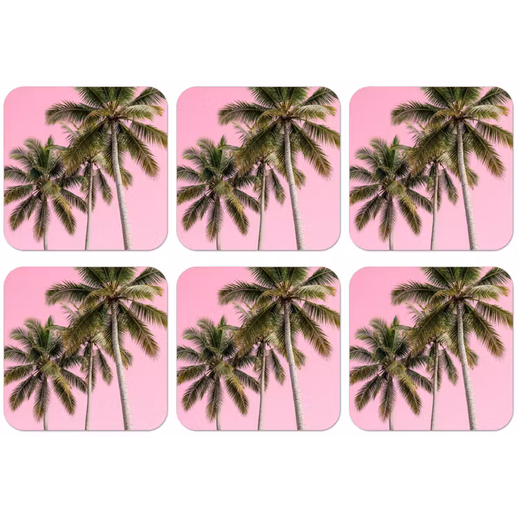 Palmboom - Tropisch - Pink onderzetter kurk middel -zkaufland3dotto