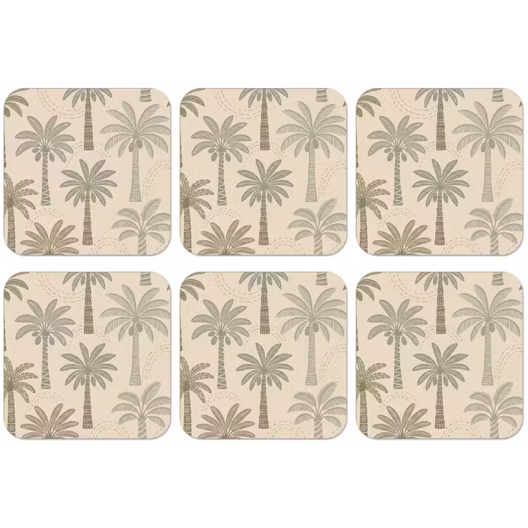 Palmbomen - Patroon - Tropisch - Beige onderzetter kurk middel -zkaufland3dotto