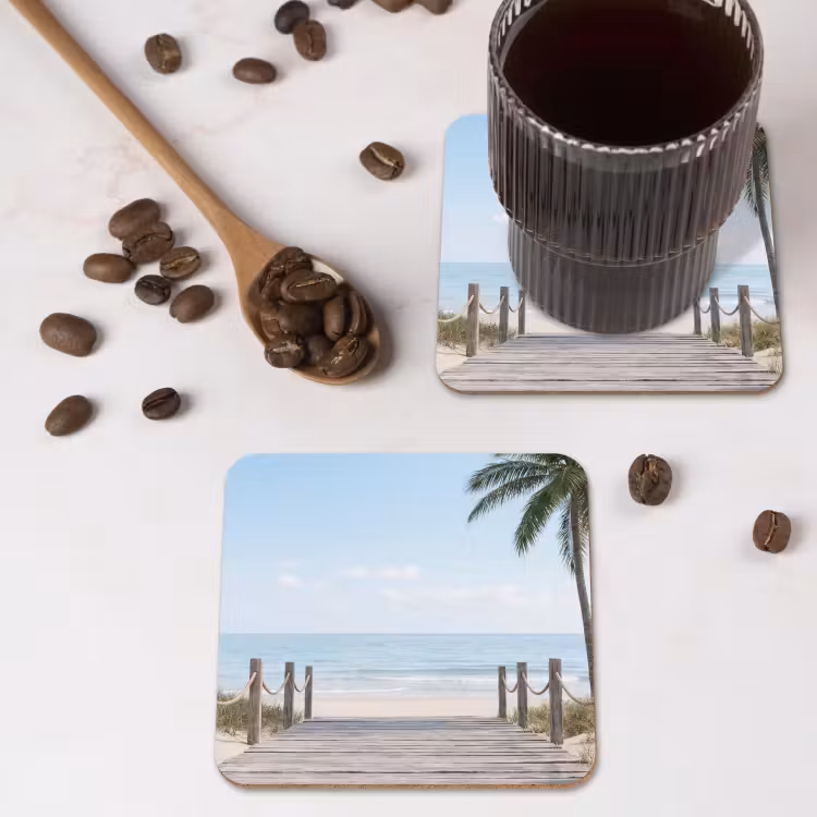 Palmbomen - Pad - Horizon onderzetter kurk middel -sfeer2