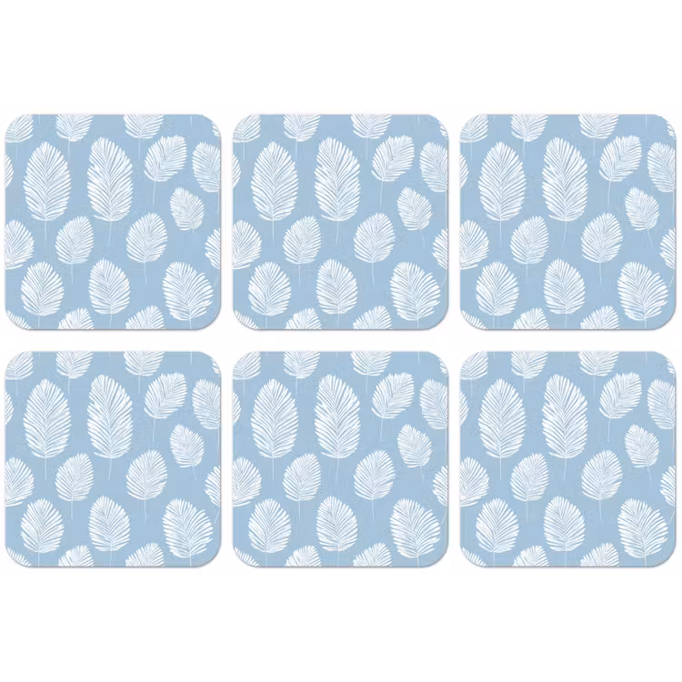 Palmbladeren - Naadloos - Patroon - Pastelblauw onderzetter kurk middel 366 -zkaufland3dotto