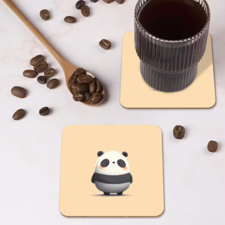 Panda - Beige - Minimalistisch onderzetter kurk middel -sfeer2
