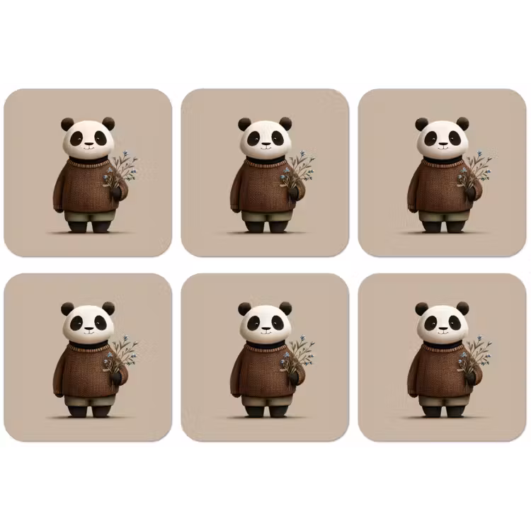 Panda - Blauwe bloemen - Zachtheid onderzetter kurk middel -zkaufland3dotto