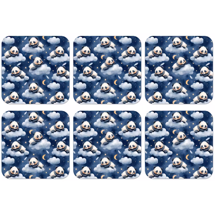Panda's - Slapen - Blauw onderzetter kurk middel 366 -zkaufland3dotto