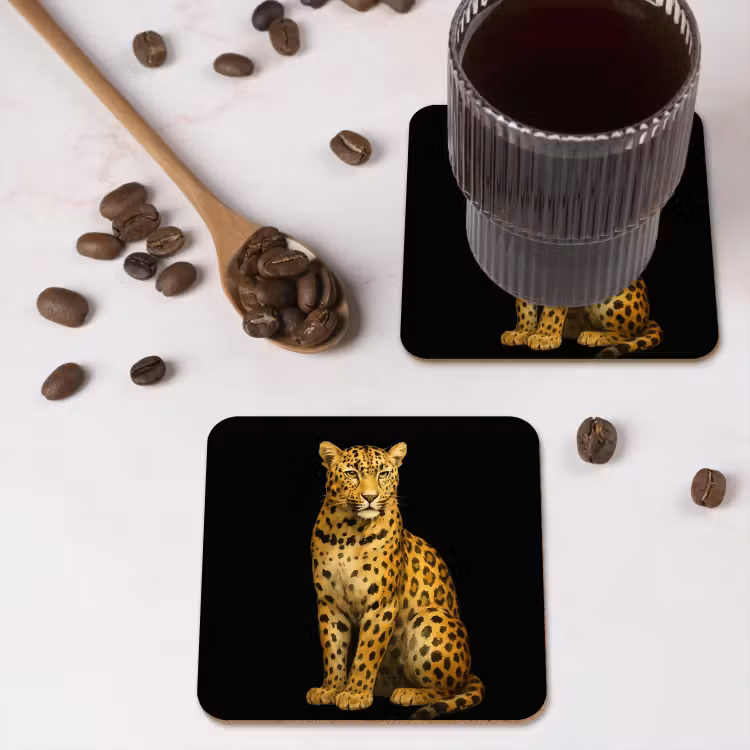 Panter - Realistisch - Bruin onderzetter kurk middel -sfeer2
