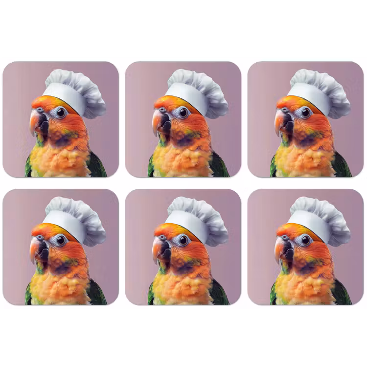 Papegaai - Koksmuts - Nieuwsgierig - Vogel onderzetter kurk middel -zkaufland3dotto