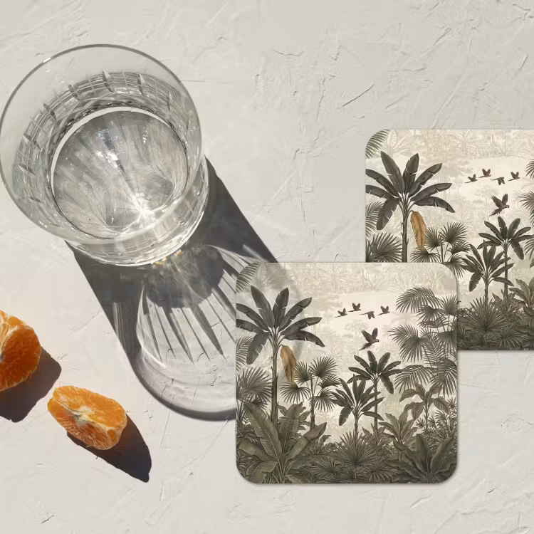 Papagaaien - Jungle - Tropisch - Green onderzetter kurk middel -sfeer4