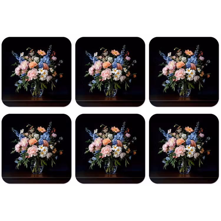 Pastel - Bloemen - Glazen - Vaas onderzetter kurk middel -zkaufland3dotto