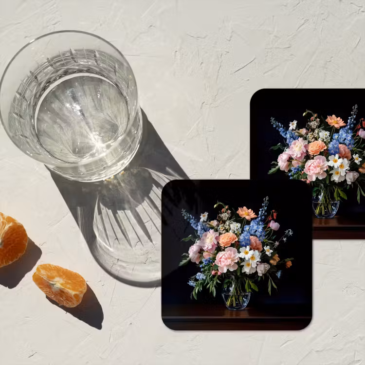 Pastel - Bloemen - Glazen - Vaas onderzetter kurk middel -sfeer4