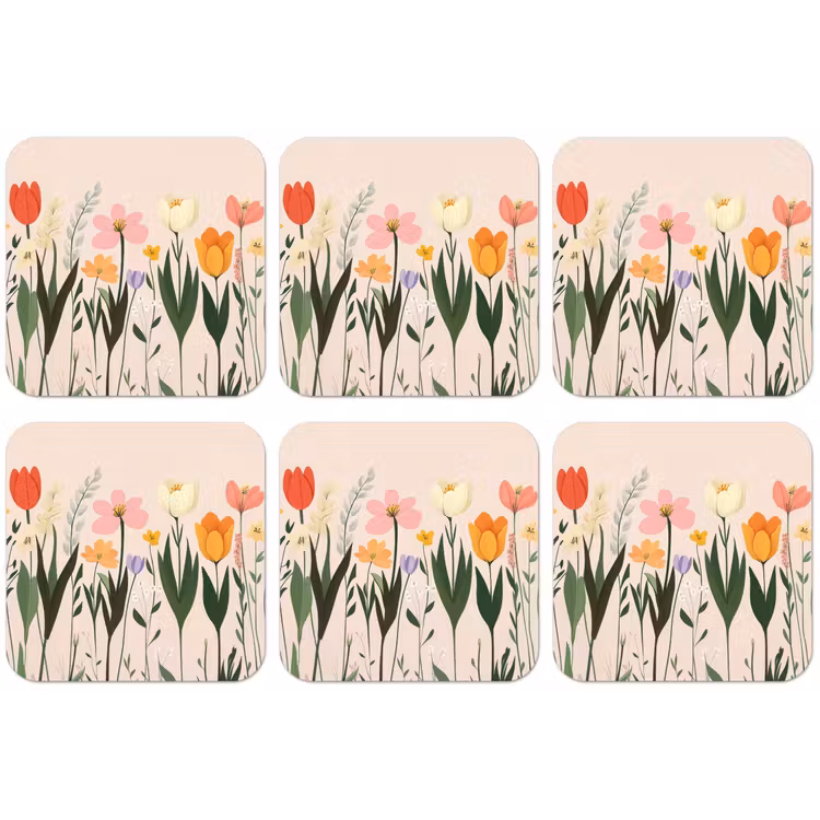 Pasteltinten - Bloemen - Illustratie onderzetter kurk middel -zkaufland3dotto