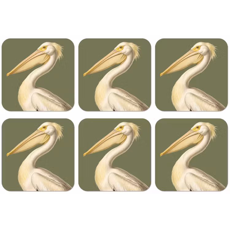 Pelikaan - Wit - Vogel - Klassiek - Natuur onderzetter kurk middel -zkaufland3dotto