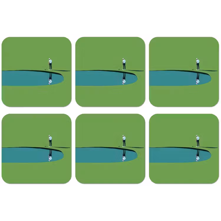 Persoon - Golf - Water - Blauw onderzetter kurk middel -zkaufland3dotto