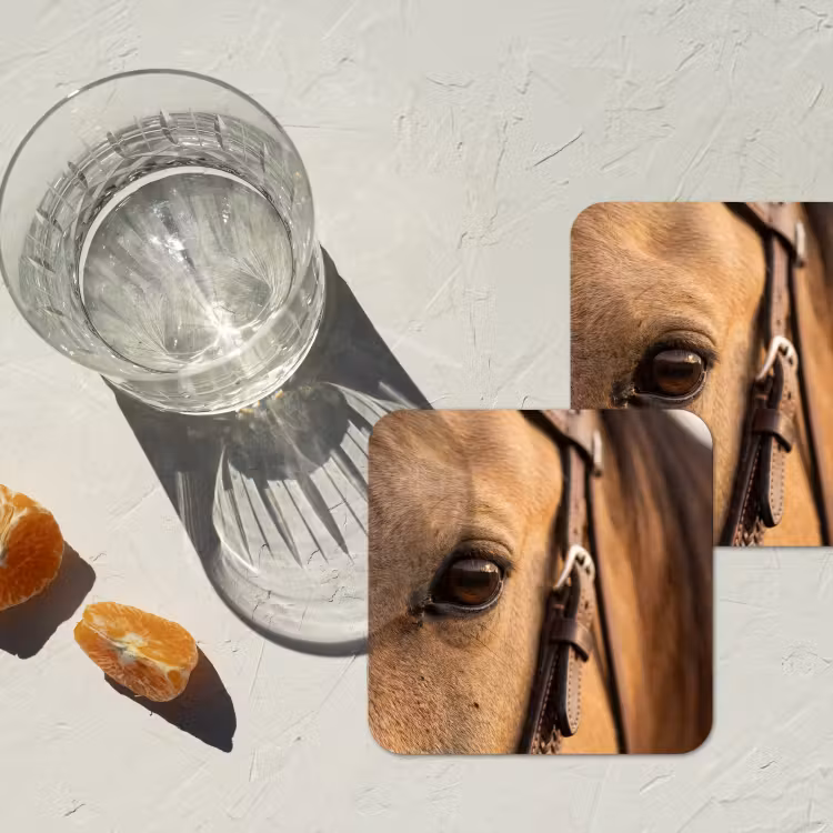 Paard - Oog - Bruin onderzetter kurk middel -sfeer4