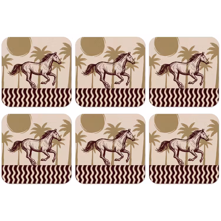 Paard - Galopperend - Woestijn - Illustratie onderzetter kurk middel -zkaufland3dotto