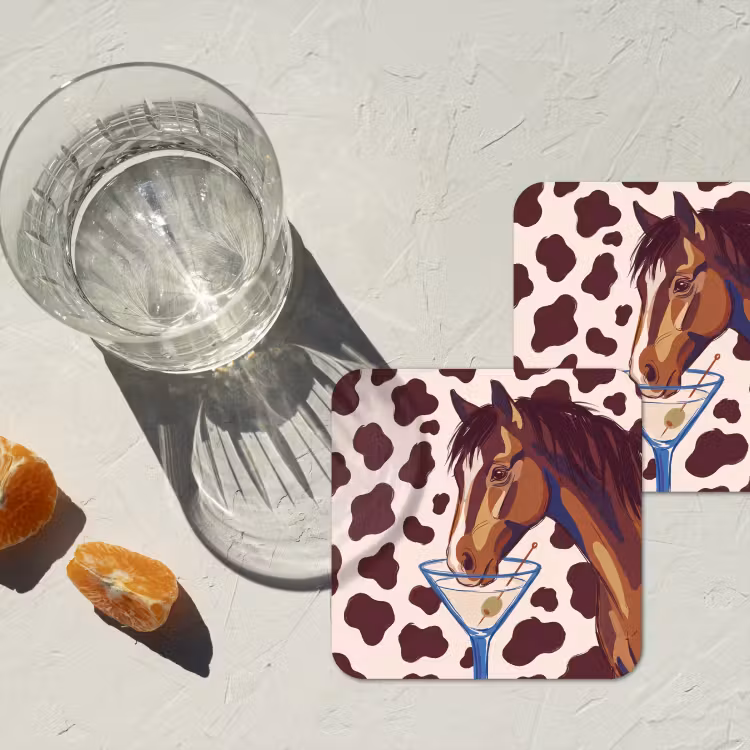 Paard - Martini - Dieren - Abstract - Bruin onderzetter kurk middel -sfeer4