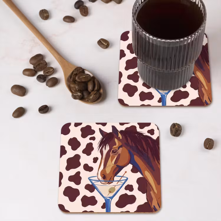 Paard - Martini - Dieren - Abstract - Bruin onderzetter kurk middel -sfeer2