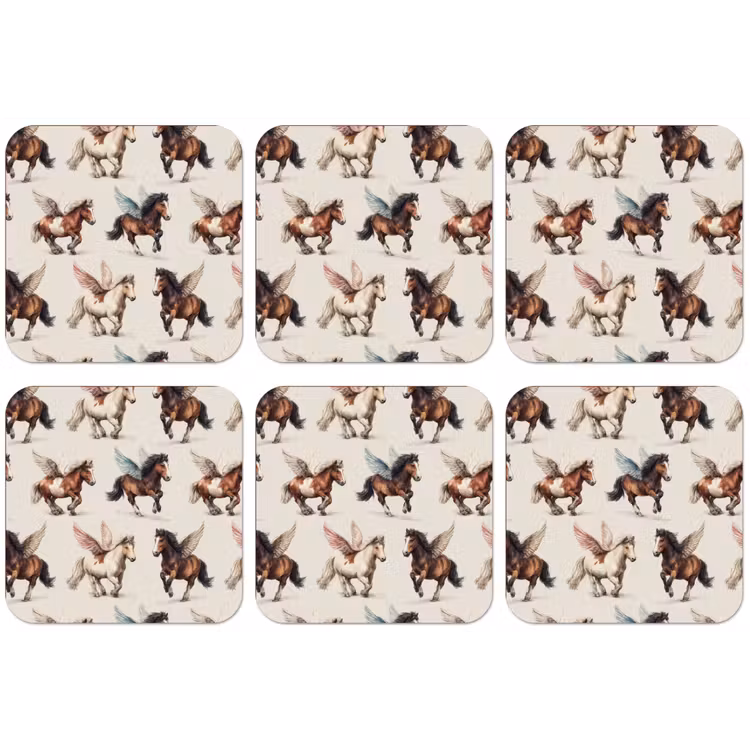Paarden - Vleugels - Kleurrijk onderzetter kurk middel 366 -zkaufland3dotto