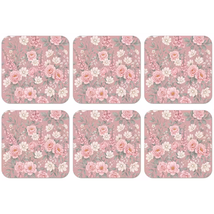 Pioenrozen - Vingerhoedskruid - Pink onderzetter kurk middel -zkaufland3dotto
