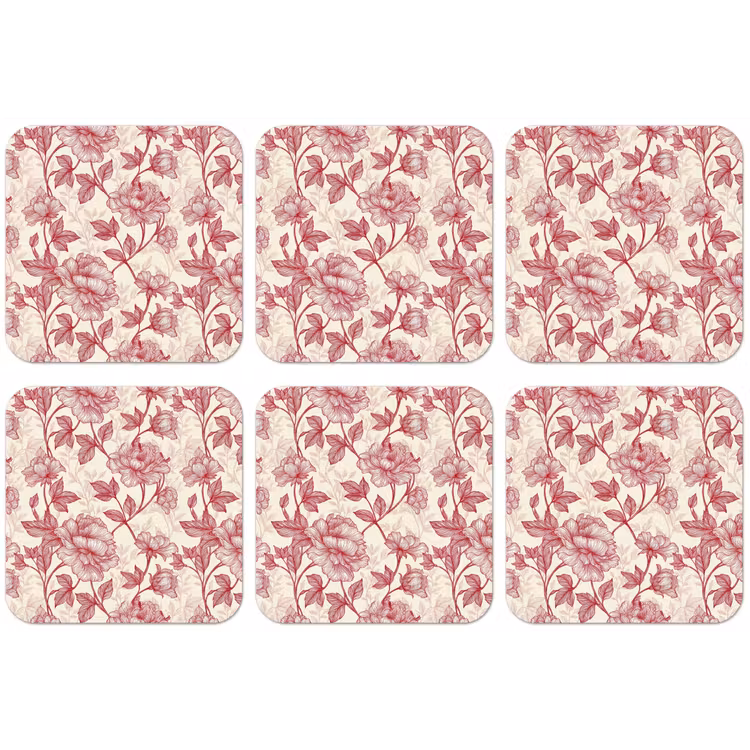 Pioenrozen - Modern - Rood onderzetter kurk middel 366 -zkaufland3dotto