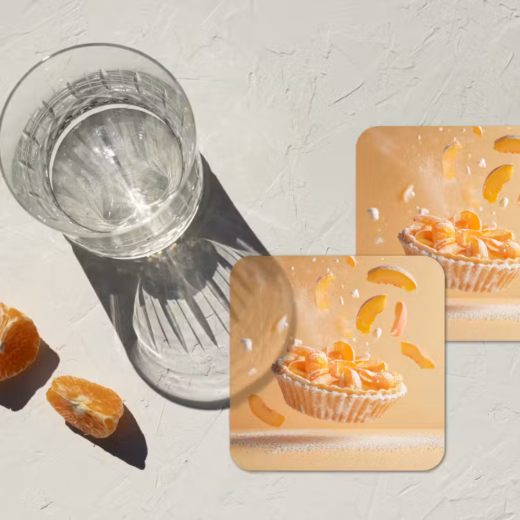 Peach - Eten - Taart - Oranje onderzetter kurk middel -sfeer4