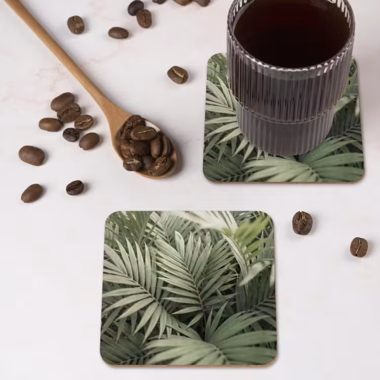 Plant - Palmbladeren - Natuur - Groen onderzetter kurk middel -sfeer2