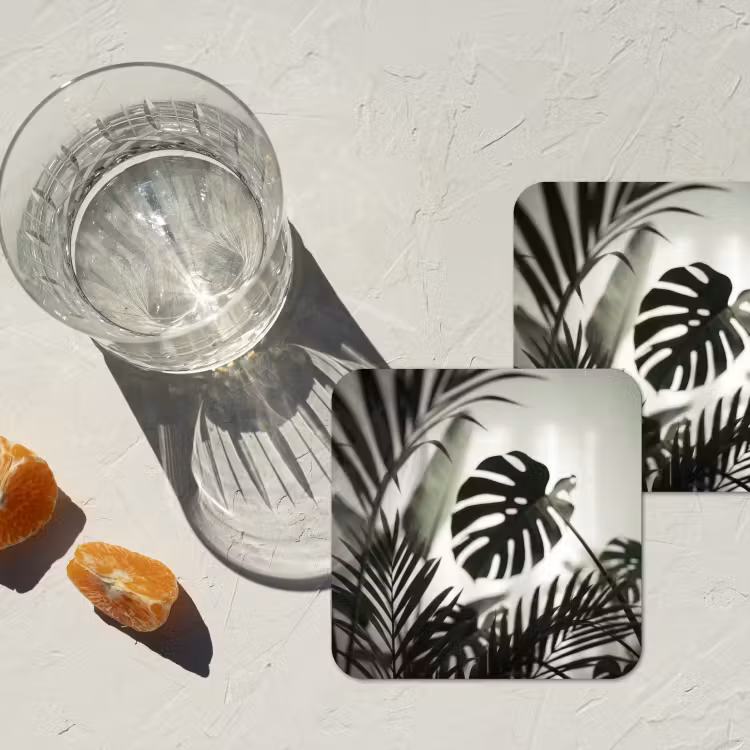 Planten - Bladeren - Natuur - Minimalistisch - Groen onderzetter kurk middel -sfeer4