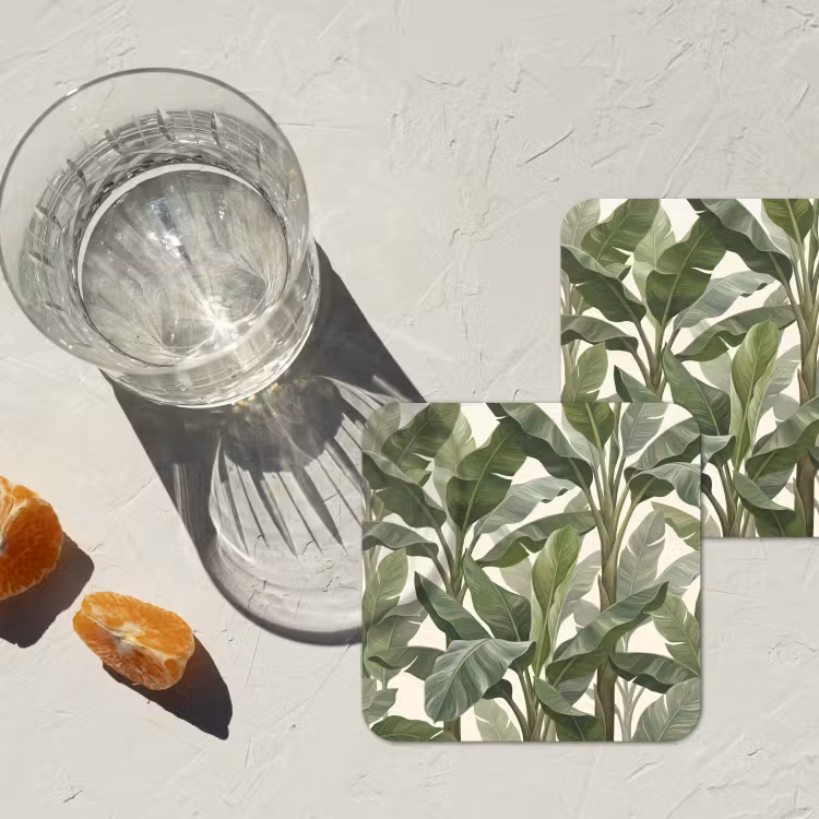 Planten - Bladeren - Tropisch - Groen onderzetter kurk middel -sfeer4