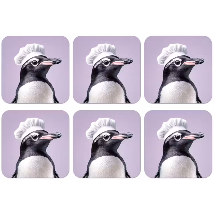 Pinguïn - Koksmuts - Lief - Paars onderzetter kurk middel -zkaufland3dotto