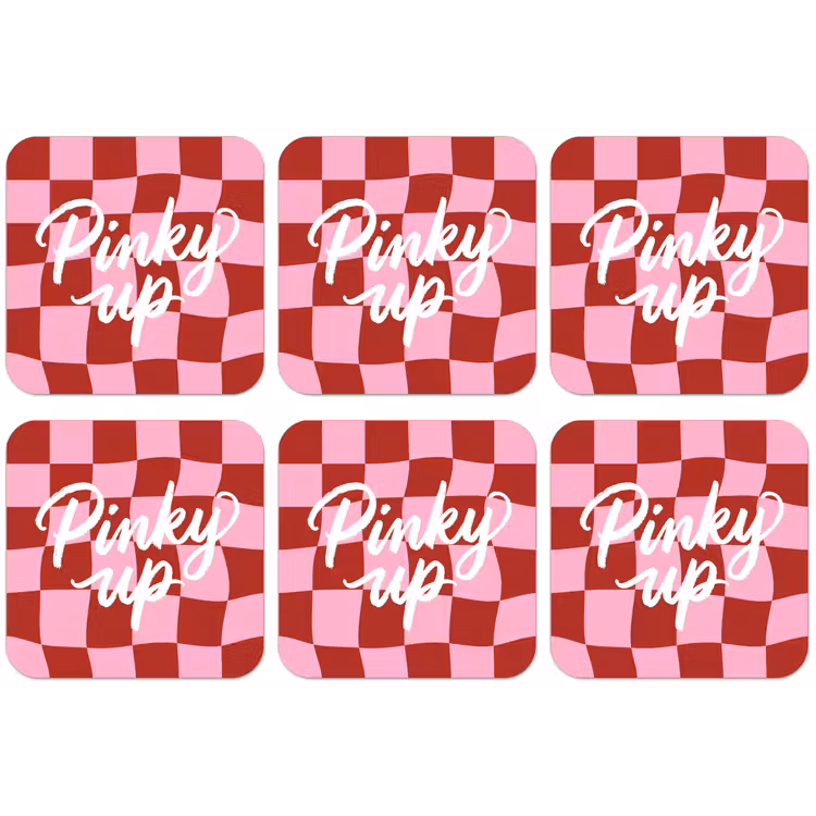 Pinky up - Geblokt - Bordeauxrood onderzetter kurk middel -zkaufland3dotto