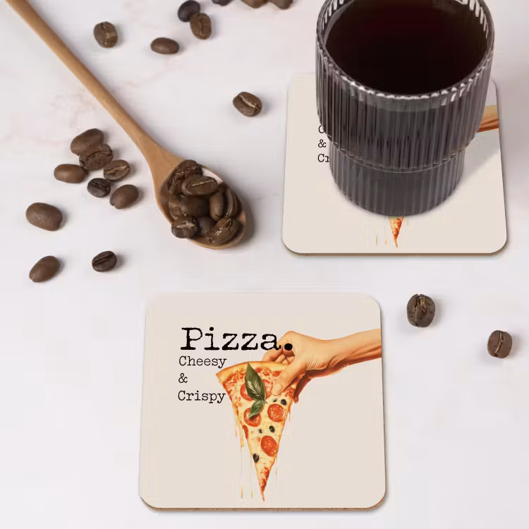 Pizza - Kaas - Pepperoni onderzetter kurk middel -sfeer2