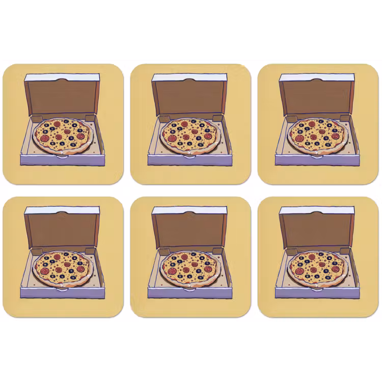 Pizza - Doos - Salami - Illustratie onderzetter kurk middel -zkaufland3dotto