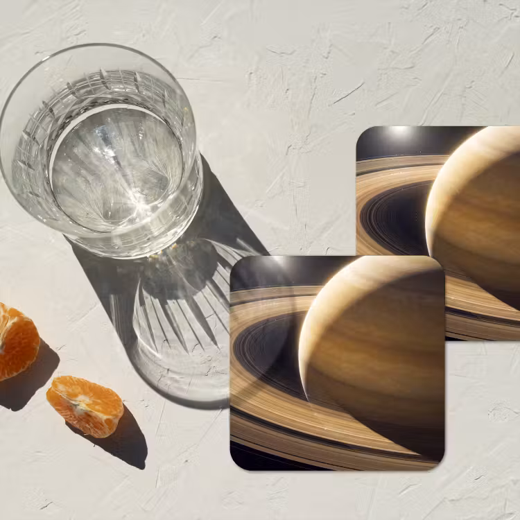 Untersetzer - Planet – Ringe – Weltraum - Planeet - Ringen - Ruimte onderzetter kurk middel