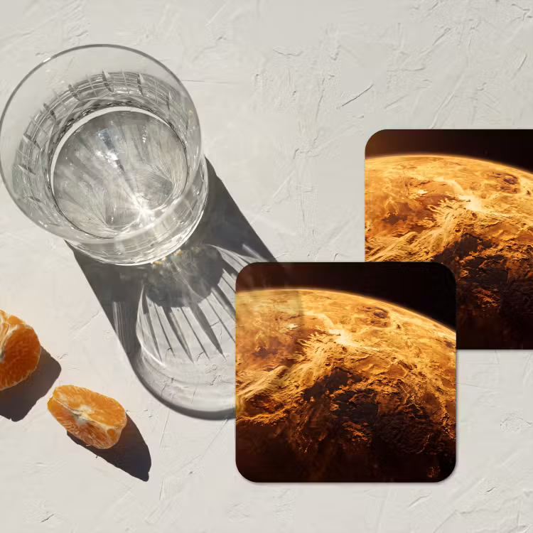 Untersetzer - Planet – Weltraum – Orange - Planeet - Ruimte - Oranje onderzetter kurk middel