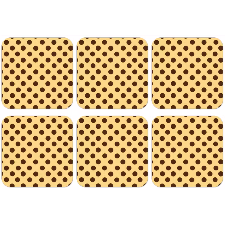 Polka Dot - Stippen - Retro - Geel - Bruin onderzetter kurk middel 366 -zkaufland3dotto
