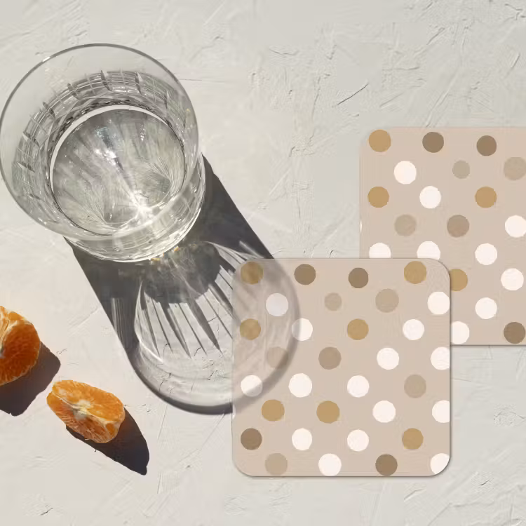 Polka - Dots - Beige onderzetter kurk middel 366 -sfeer4