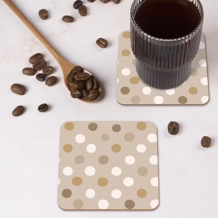 Polka - Dots - Beige onderzetter kurk middel 366 -sfeer2
