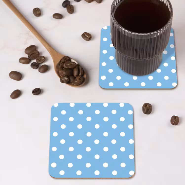 Polka - Dots - Blauw onderzetter kurk middel 366 -sfeer2