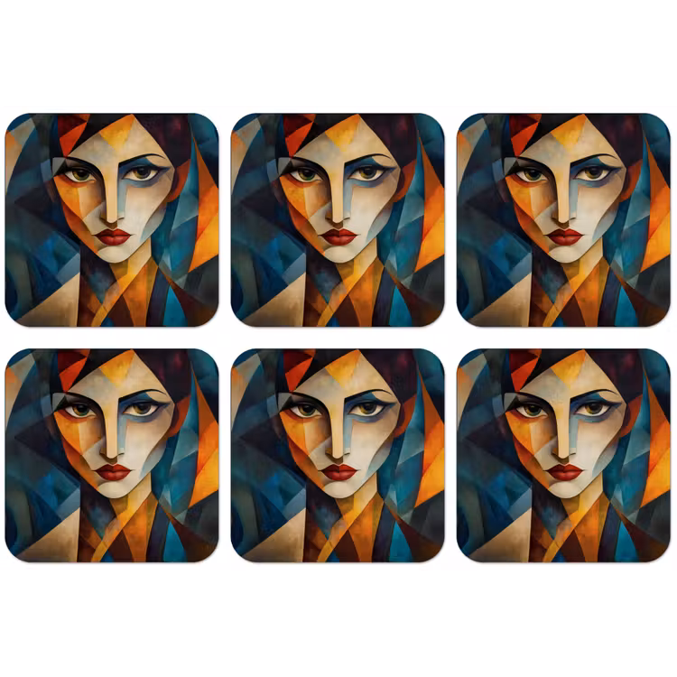 Portret - Abstract - Vormen onderzetter kurk middel -zkaufland3dotto