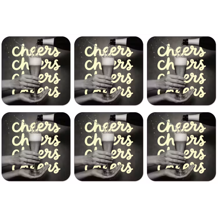 Cheers - Wijn - Zwart - Wit onderzetter kurk middel -zkaufland3dotto