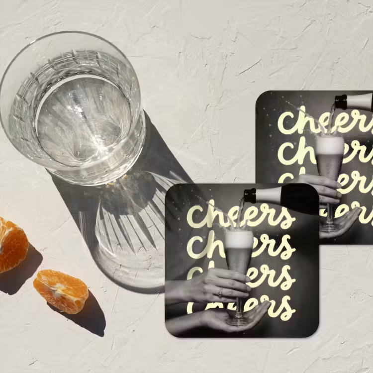 Cheers - Wijn - Zwart - Wit onderzetter kurk middel -sfeer4