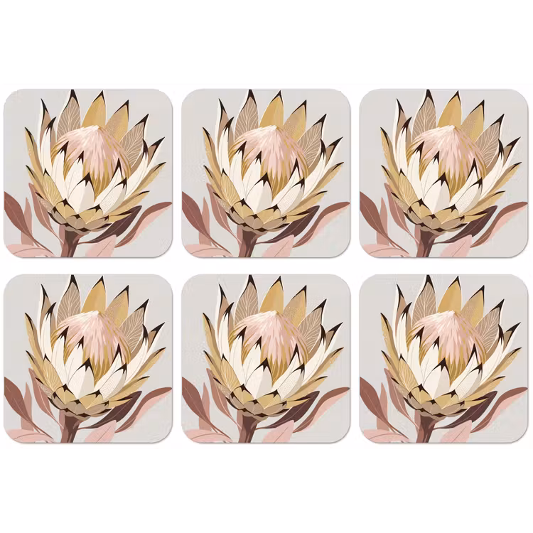 Protea - Bloem - Botanisch - Beige onderzetter kurk middel -zkaufland3dotto