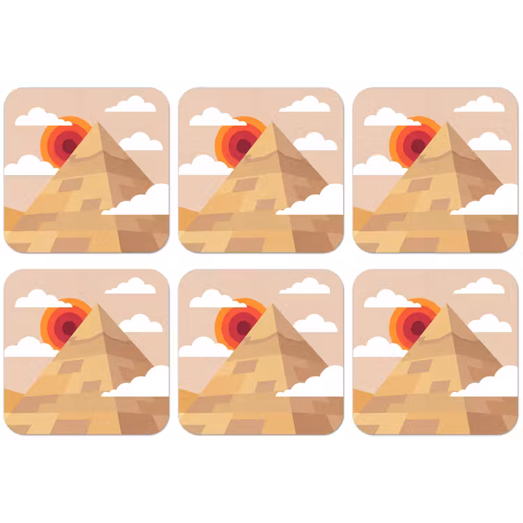 Piramide - Zon - Woestijn - Modern - Oranje onderzetter kurk middel -zkaufland3dotto