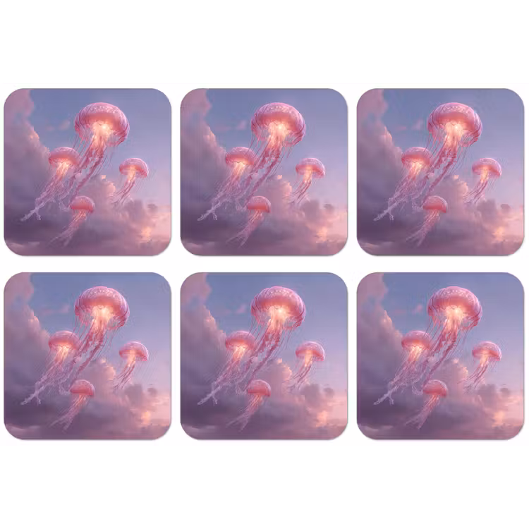 Kwallen - Roze - Wolken onderzetter kurk middel -zkaufland3dotto