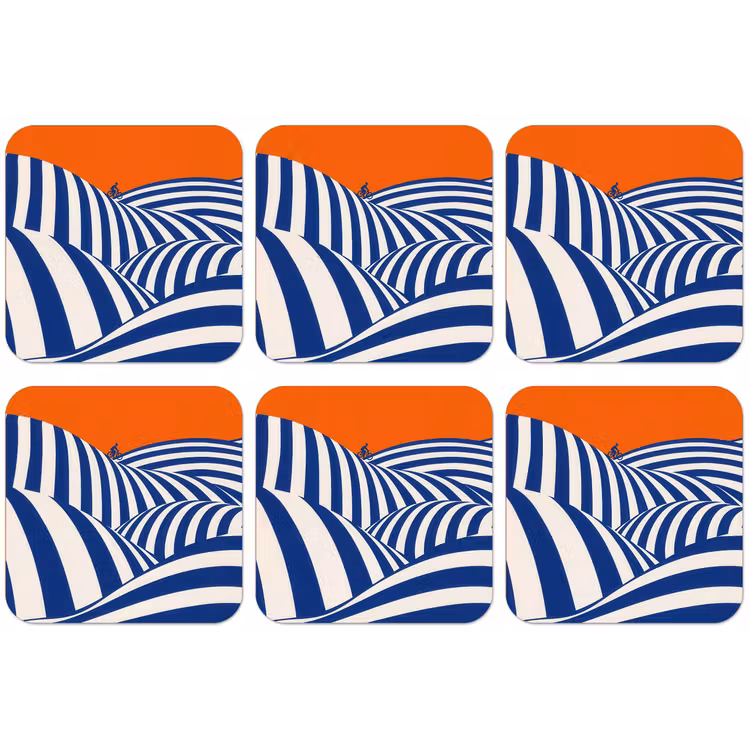 Fietser - Heuvels - Strepen - Blauw onderzetter kurk middel -zkaufland3dotto