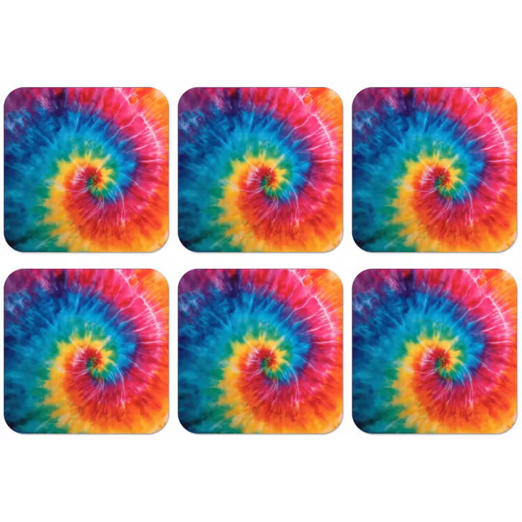 Regenboog - Tie dye - Kleurrijk - Blauw onderzetter kurk middel -zkaufland3dotto